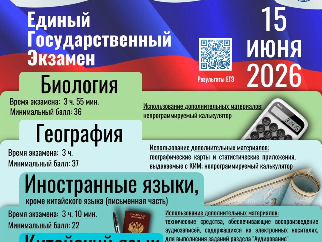 ✅ Сегодня основной период ЕГЭ-2026 продолжают экзамены по биологии, географии и письменная часть ЕГЭ по иностранным языкам. .